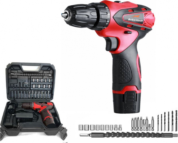 Rebellisch Need Friendly 58 V 8 Ah + 27 Parça Set Akülü Matkap (Kırmızı)