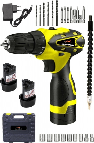 Rebellisch High Eco 58 V 8 Ah + 27 Parça Set Akülü Matkap (Sarı)