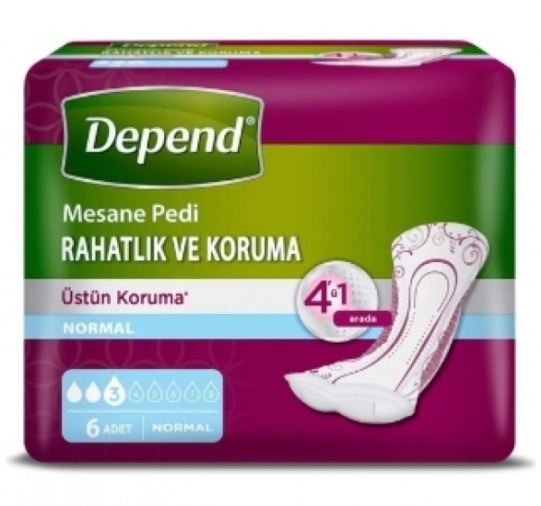 Depend Kadın Normal Mesane Pedi 6 Adet