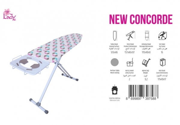 Lady New Concorde 157x46x97 Cm Ütü Masası