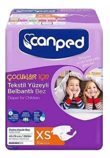 Canped Kids XSmall Belbantlı Yetişkin Bezi 12 Adet