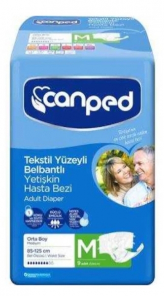 Canped Polietilenli Medium Belbantlı Yetişkin Bezi 9 Adet