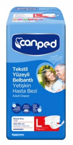 Canped Tekstil Yüzeyli Large Belbantlı Yetişkin Bezi 7 Adet