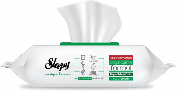 Sleepy Easy Clean Beyaz Sabun Katkılı Yüzey Temizlik Havlusu
