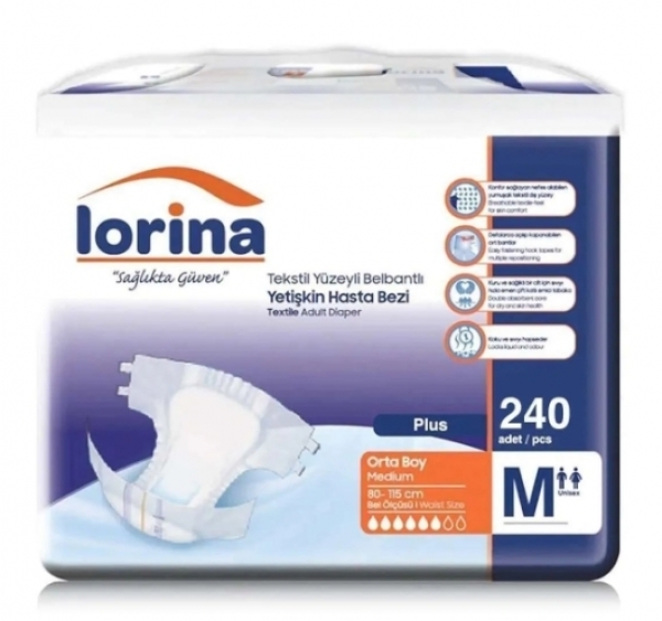 Lorina Medium Belbantlı Yetişkin Bezi 240 Adet