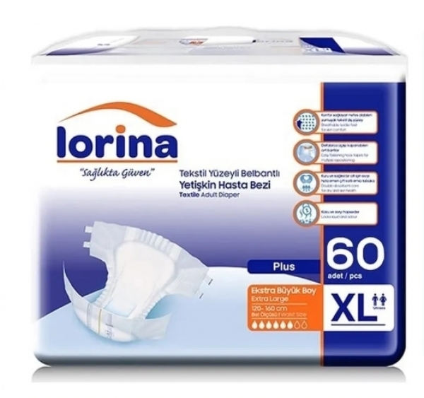Lorina XLarge Belbantlı Yetişkin Bezi 60 Adet