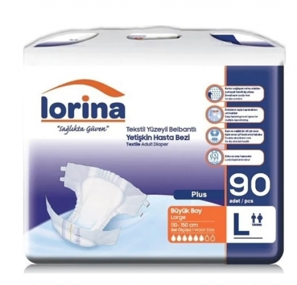 Lorina Large Belbantlı Yetişkin Bezi 90 Adet