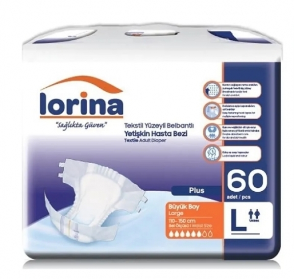 Lorina Large Belbantlı Yetişkin Bezi 60 Adet