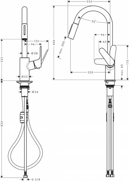 Hansgrohe Focus M41 31815000 Eviye Bataryası