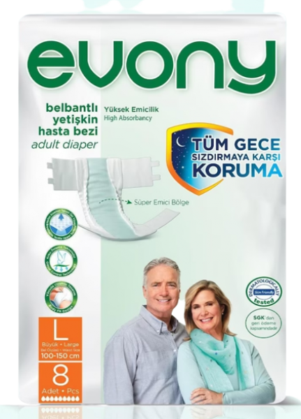 Evony Large Belbantlı Yetişkin Bezi 8 Adet