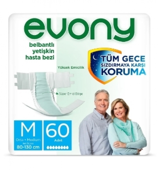 Evony Medium Belbantlı Yetişkin Bezi 60 Adet