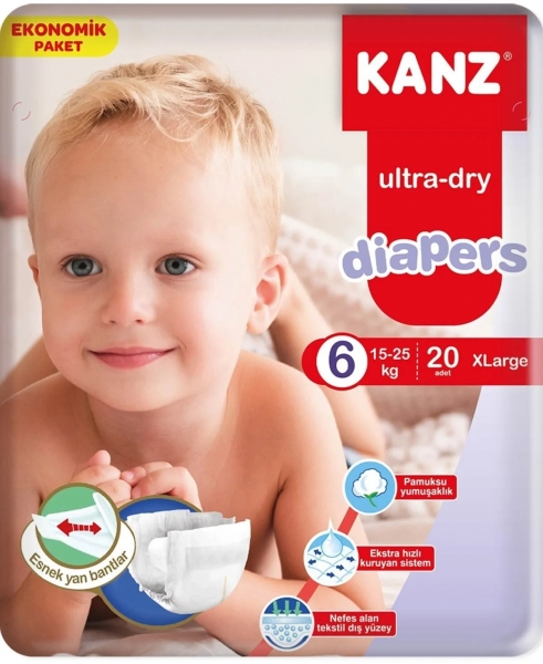 Kanz Ultra-Dry 6 Beden 20 Adet Bebek Bezi