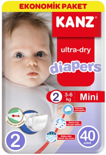 Kanz Ultra-Dry 2 Beden 40 Adet Bebek Bezi
