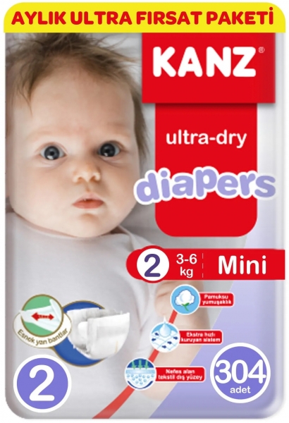 Kanz Ultra-Dry 2 Beden 304 Adet Bebek Bezi