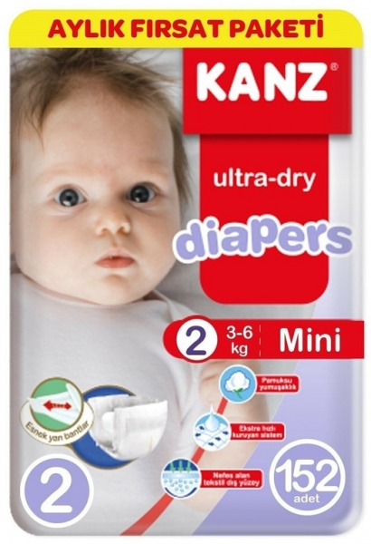 Kanz Ultra-Dry 2 Beden 152 Adet Bebek Bezi