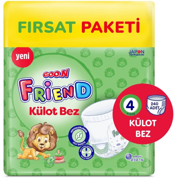 Goon Friend Külot Bez 4 Beden 240 Adet Bebek Bezi