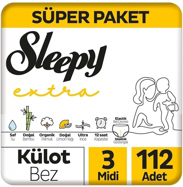 Sleepy Extra Günlük Aktivite Külodu 3 Beden 112 Adet Bebek Bezi