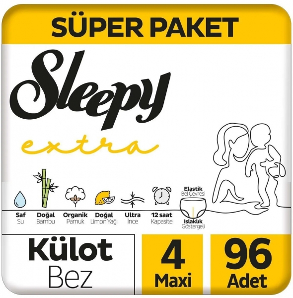 Sleepy Extra Günlük Aktivite Külodu 4 Beden 96 Adet Bebek Bezi