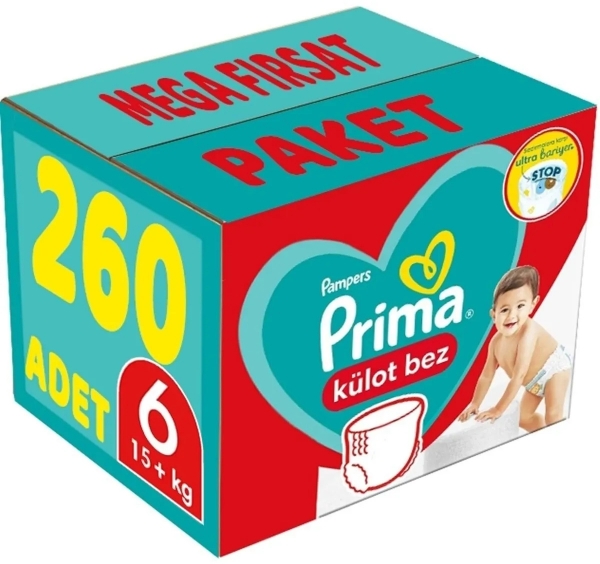 Prima Külot Bez 6 Beden 260 Adet Bebek Bezi
