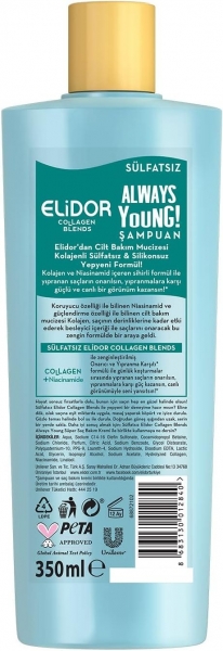 Elidor Collagen Blends Sülfatsız Always Young Onarıcı ve Yıpranma Karşıtı 350 ml Saç Kremi
