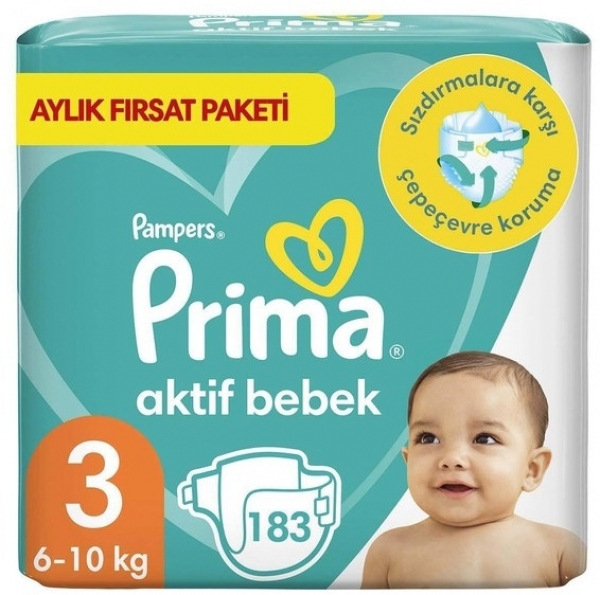 Prima Aktif Bebek 3 Beden 183 Adet Bebek Bezi