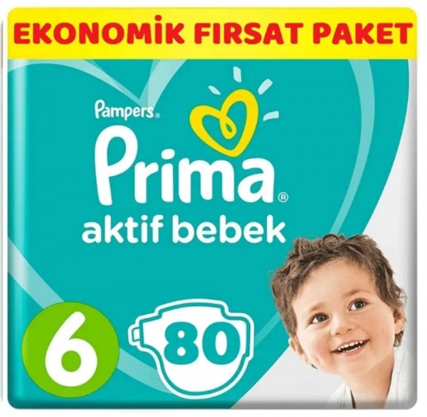 Prima Aktif Bebek 6 Beden 80 Adet Bebek Bezi