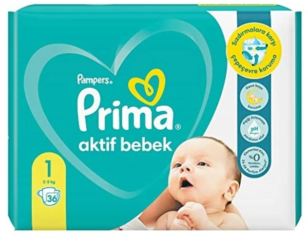 Prima Aktif Bebek 1 Beden 36 Adet Bebek Bezi