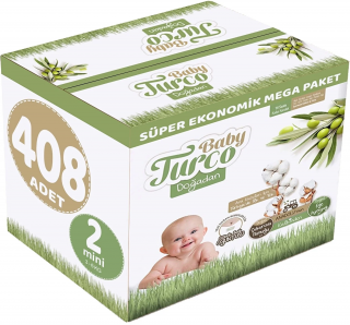 Baby Turco Doğadan 2 Beden 408 Adet Bebek Bezi