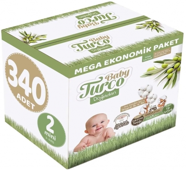 Baby Turco Doğadan 2 Beden 340 Adet Bebek Bezi