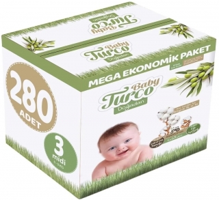 Baby Turco Doğadan 3 Beden 280 Adet Bebek Bezi