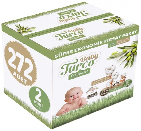 Baby Turco Doğadan 2 Beden 272 Adet Bebek Bezi