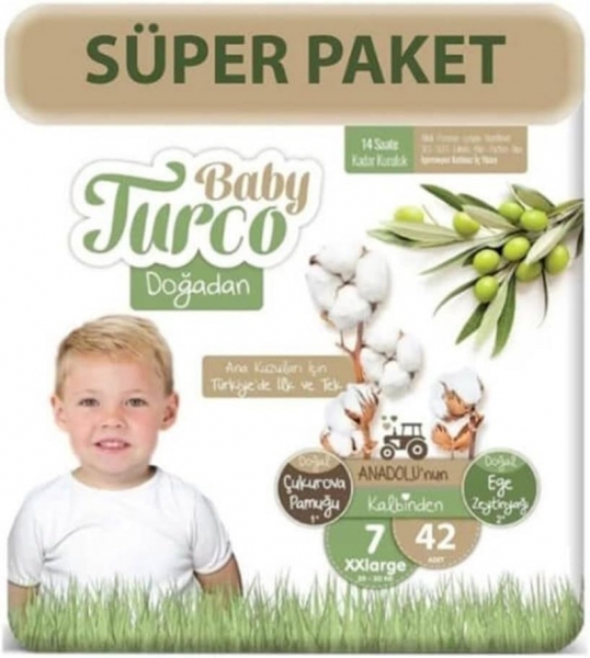 Baby Turco Doğadan 7 Beden 42 Adet Bebek Bezi