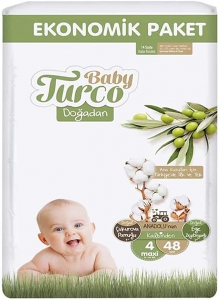 Baby Turco Doğadan 4 Beden 48 Adet Bebek Bezi