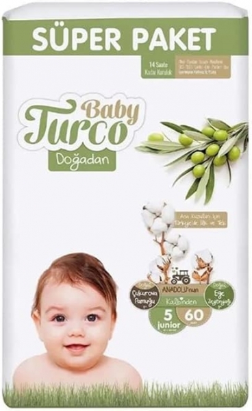 Baby Turco Dogadan 5 Beden 60 Adet Bebek Bezi