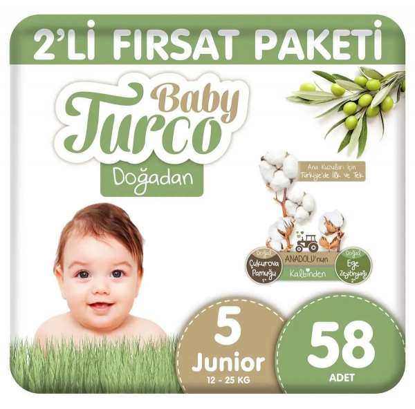Baby Turco Dogadan 5 Beden 58 Adet Bebek Bezi