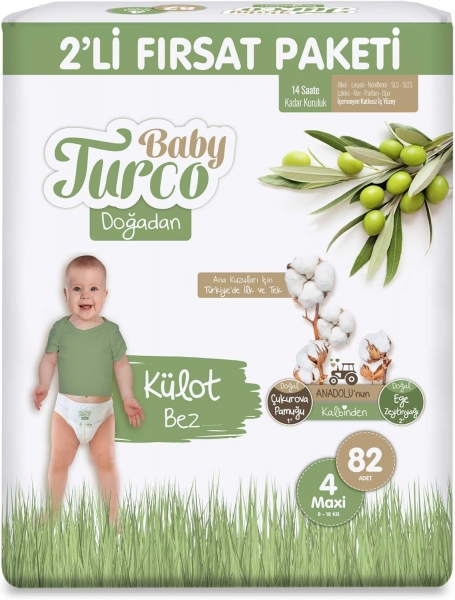Baby Turco Doğadan 4 Beden 82 Adet Bebek Bezi
