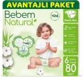 Bebem Natural 6 Beden 80 Adet Bebek Bezi