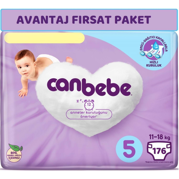 Canbebe 5 Beden 176 Adet Bebek Bezi