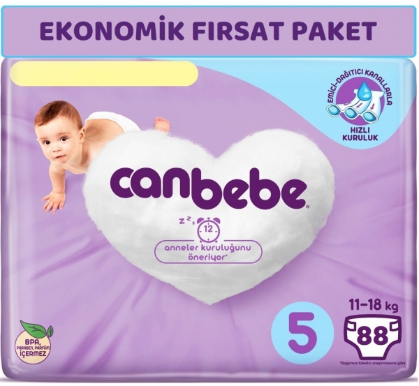 Canbebe 5 Beden 88 Adet Bebek Bezi