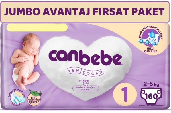 Canbebe 1 Beden 160 Adet Bebek Bezi