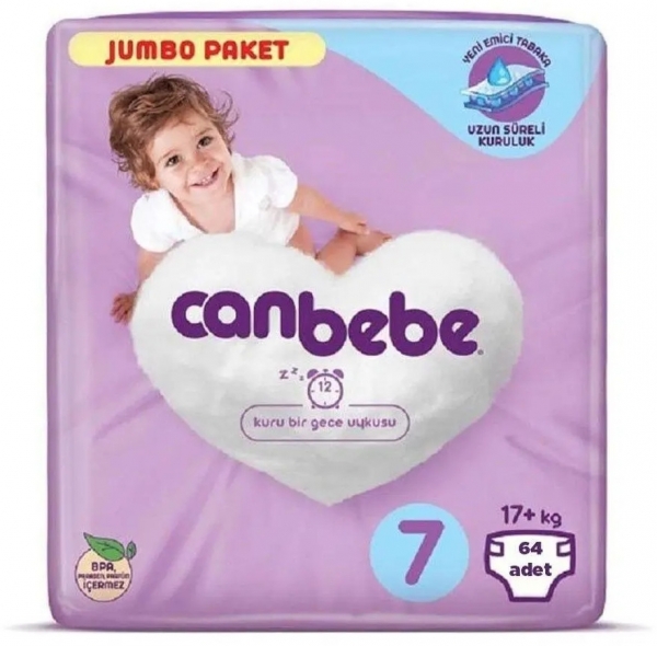 Canbebe 7 Beden 64 Adet Bebek Bezi