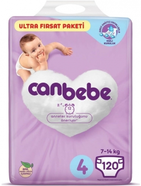 Canbebe 4 Beden 120 Adet Bebek Bezi