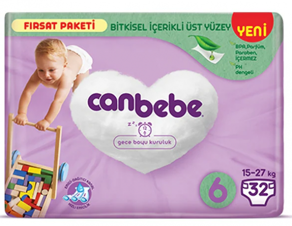 Canbebe 6 Beden 32 Adet Bebek Bezi