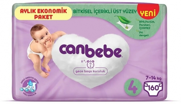 Canbebe 4 Beden 160 Adet Bebek Bezi