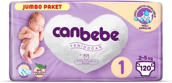 Canbebe 1 Beden 120 Adet Bebek Bezi