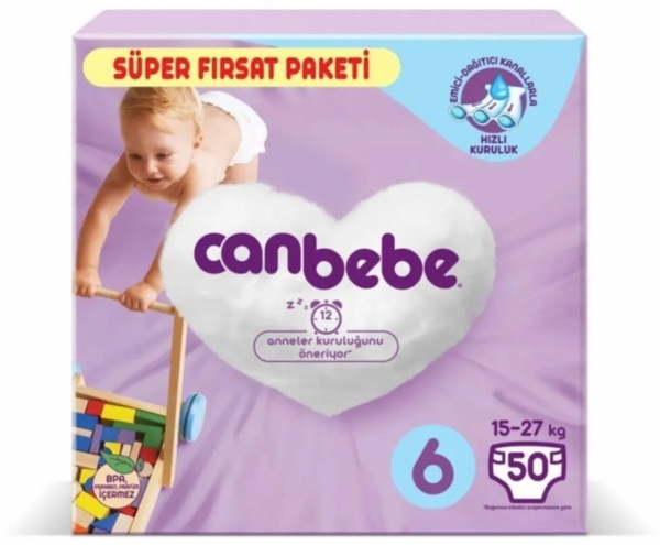 Canbebe 6 Beden 50 Adet Bebek Bezi