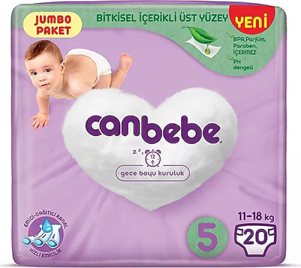 Canbebe 5 Beden 20 Adet Bebek Bezi