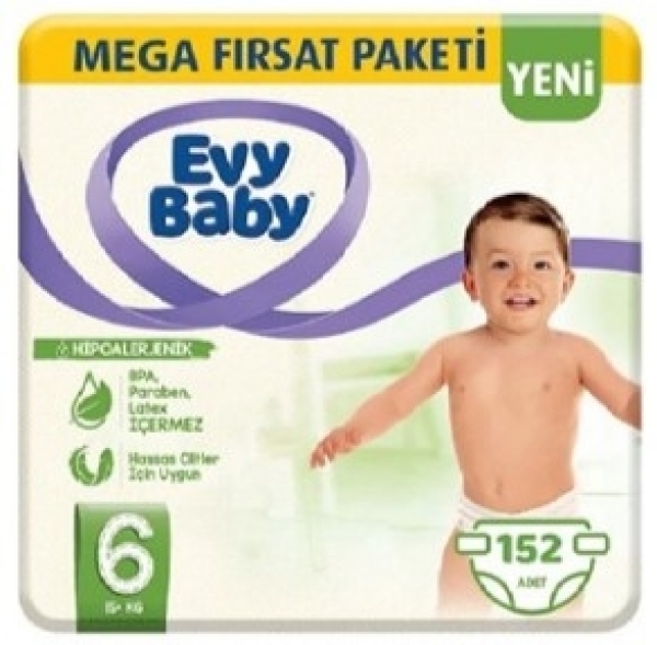 Evy Baby 6 Beden 152 Adet Bebek Bezi
