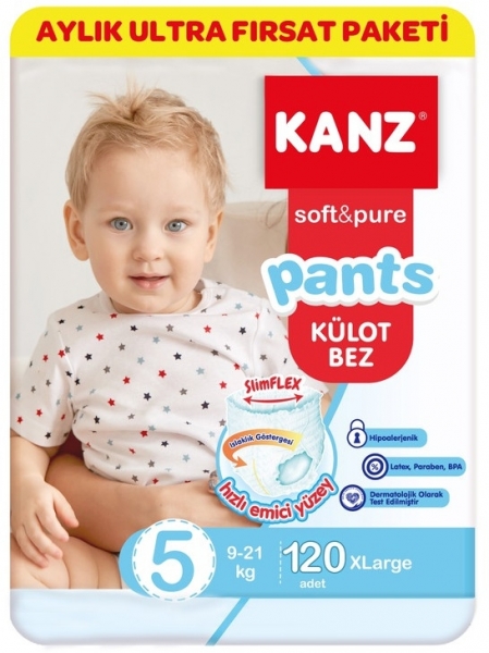 Kanz Soft&Pure Külot Bez 5 Beden 120 Adet Bebek Bezi