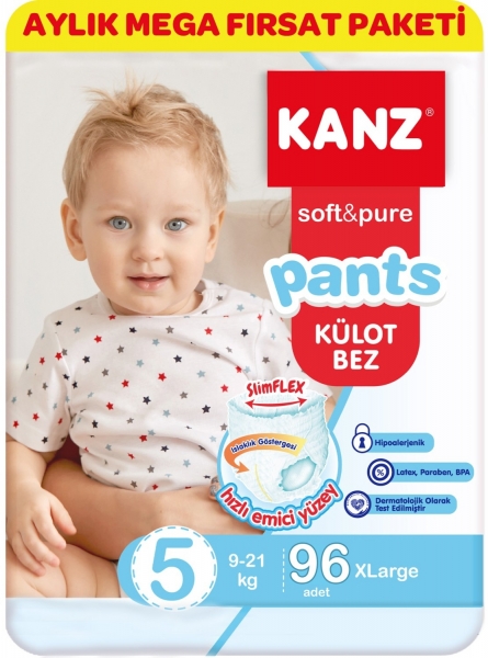 Kanz Soft&Pure Külot Bez 5 Beden 96 Adet Bebek Bezi